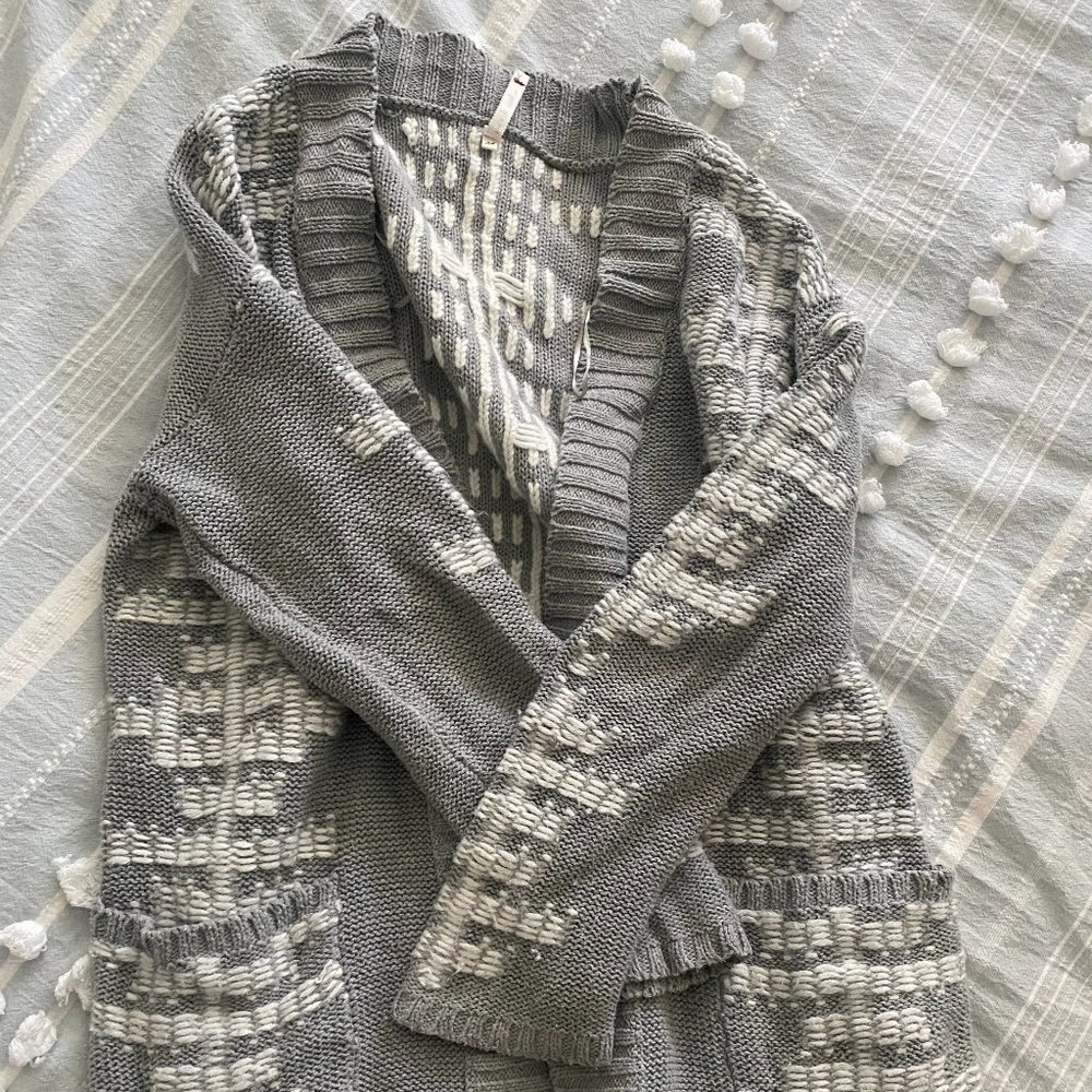 Gray and White sweater cardigan